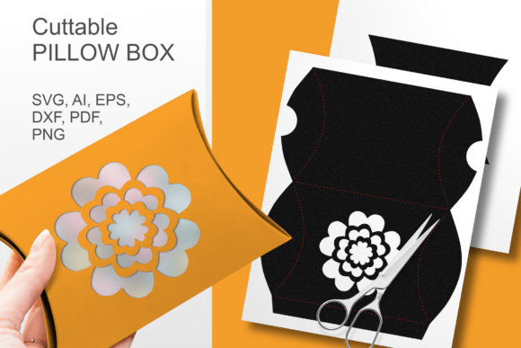 5 Petals Flower Window Pillow Favor Box 3D SVG