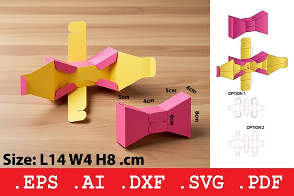 Candy Shape Bow Gift Packaging Box 3D SVG Objects