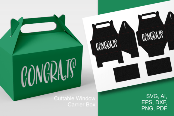 Congrats Text Cutout 1 - Gable Favor Box