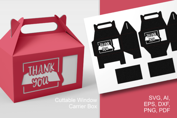 Curly Thank You 2 - Gable Favor Box SVG