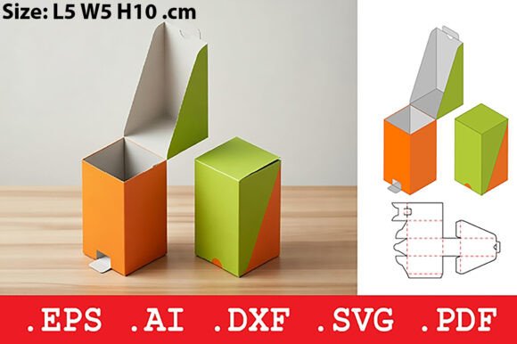 Diagonal Side Tuck Box: A 3D SVG Asset for Objects