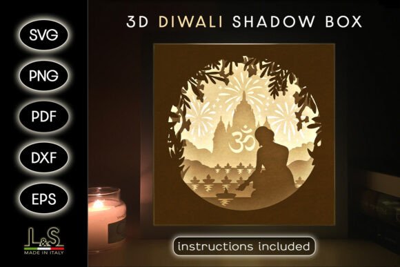 Diwali Light Box Svg Template