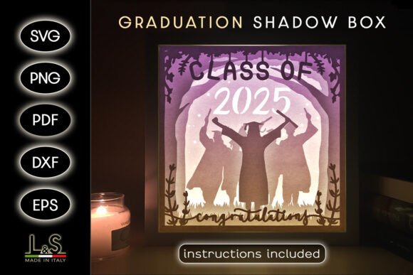 Girl Graduate Shadow Box Template 3D SVG