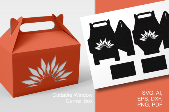 Half-round Multi Petal Flower Gable Box 3D SVG