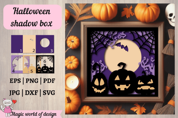 Halloween Shadow Box SVG, Layered