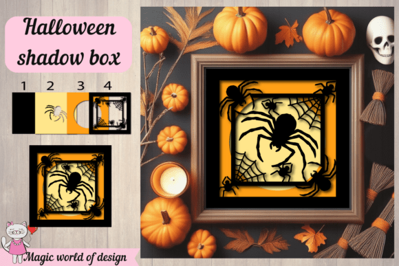 Halloween Spider and Web Shadow Box SVG