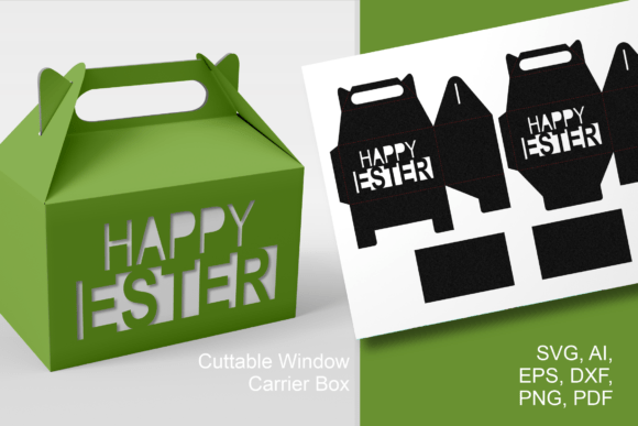 Happy Easter Typography Cutout Gable Box