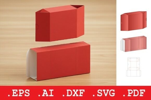 Hexagonal End Cap Rectangular Box 3D SVG Objects