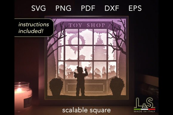 Kids Toy Shop Christmas Shadow Box 3D SVG