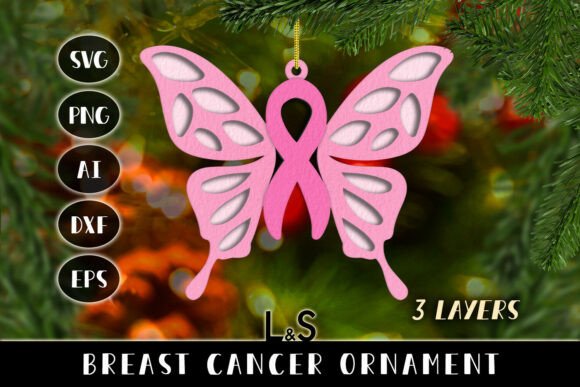 Layered Breast Cancer Ornament 3D SVG Ornaments
