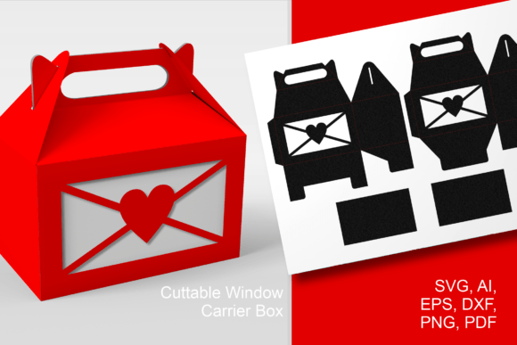 Love Letter Window Gable Box Template 3D SVG Gift Boxes