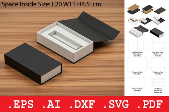Magnetic Rigid Box with Support Insert 3D SVG Objects