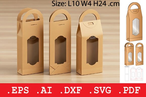Mini Rectangular Paper Box with Handle 3D SVG Objects