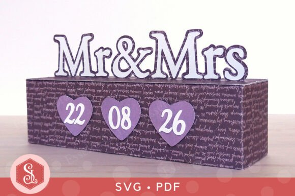 Mr Mrs Treat Box SVG PDF Templates