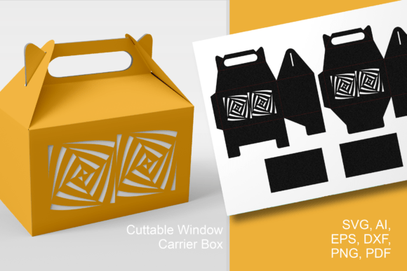 Op-art Motif X2 Cutout - Gable Favor Box 3D SVG