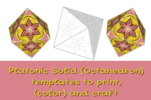 Printable Patterned Octahedron Template 3D SVG
