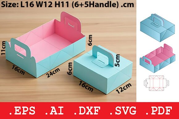 Rectangular Carry Handle Gift Box 3D SVG Objects