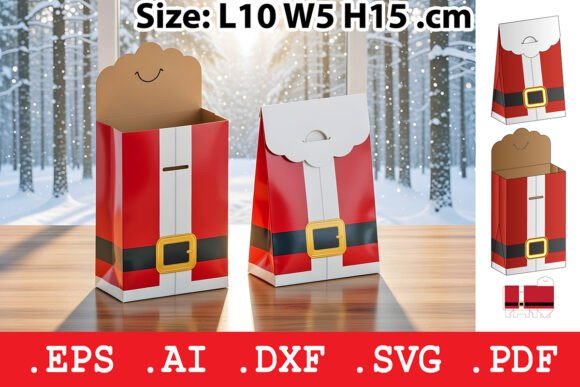 Santa Claus Gift Bag Template 3D SVG Objects