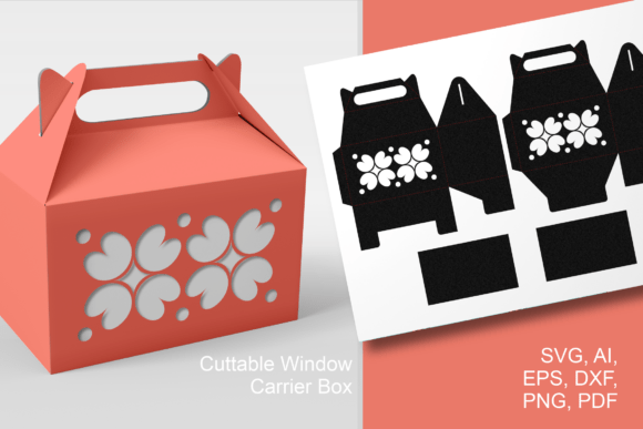 Scandi Flower Cutout Gable Box Template 3D SVG