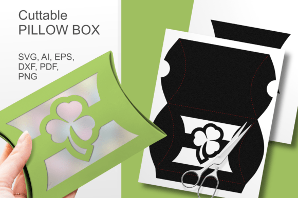 Shamrock Window Pillow Box Template SVG
