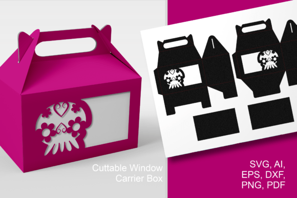Simple Sugar Head Window Gable Favor Box 3D SVG