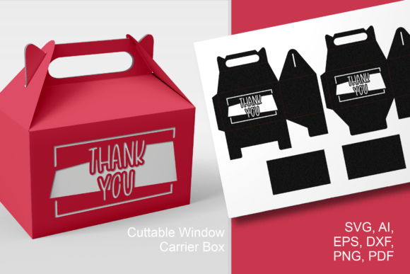 Smooth Tall Thank You 1 Gable Favor Box 3D SVG