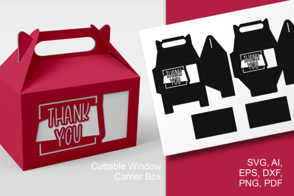 Smooth Tall Thank You 2 Gable Favor Box 3D SVG