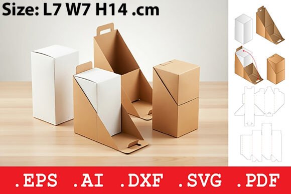 Tall Retail Box Triangular Fold: A 3D SVG for Objects