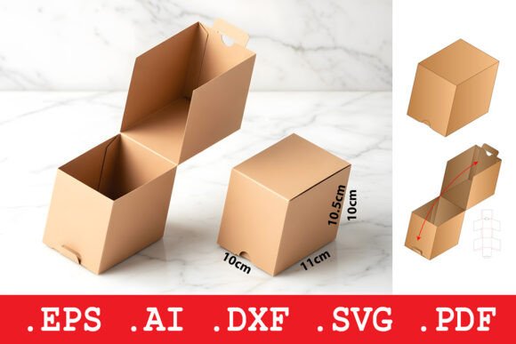Trapezium Flip Fold Lock Tray Box 3D SVG