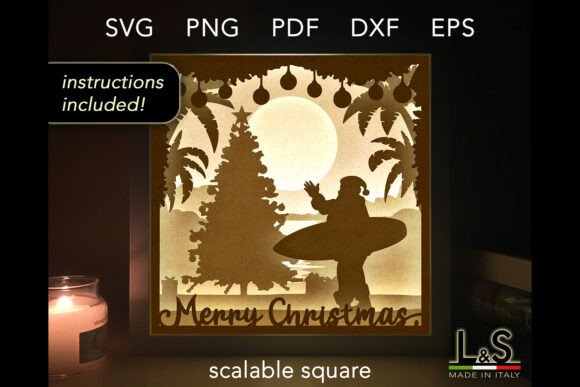 Tropical Christmas Shadow Box Template